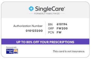 SingleCare is a free card that lets you compare prices by pharmacy and get coupons for your prescriptions. You can save up to 80% at major pharmacies by using SingleCare's search tool and comparing prices. 